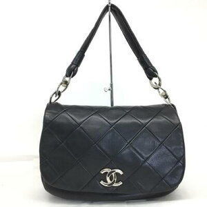 CHANEL One Shoulder Bag Leather Black